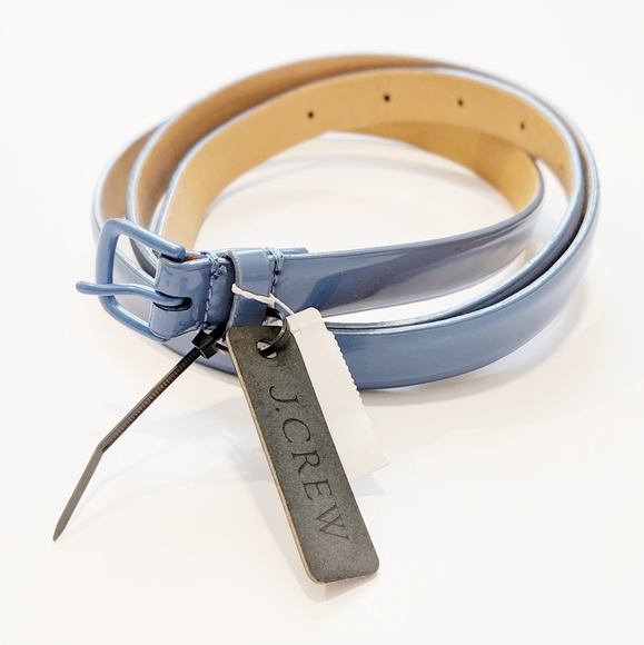 J. Crew Accessories - J.Crew Skinny Sky Blue Genuine Leather Belt Size L